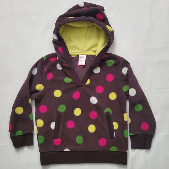 Gymboree Kids Girl's Black/Multi Microfleece Polka Dot Pullover Hoodie Size XS - Picture 3 of 8
